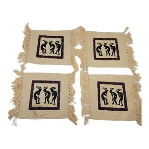 Vintage Set 4  Drink Dessert Place Mats Kokopelli Flute Player Southwestern READ
